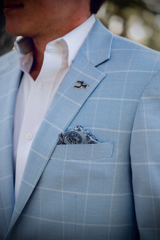 New!! Sky Blue Windowpane Cowboy Sport Coat