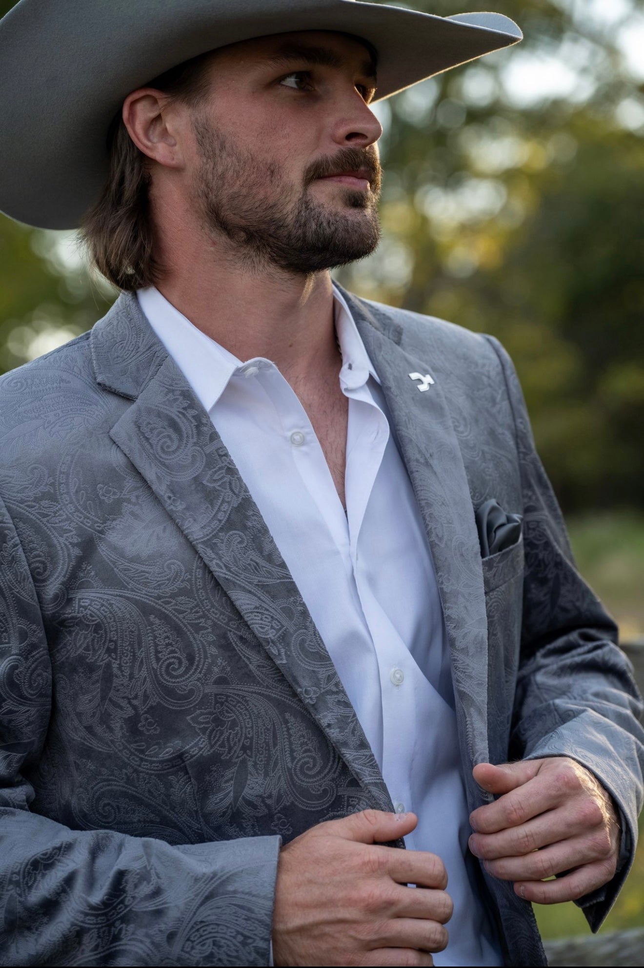 New! Grey Etched Paisley Cowboy Sport Coat
