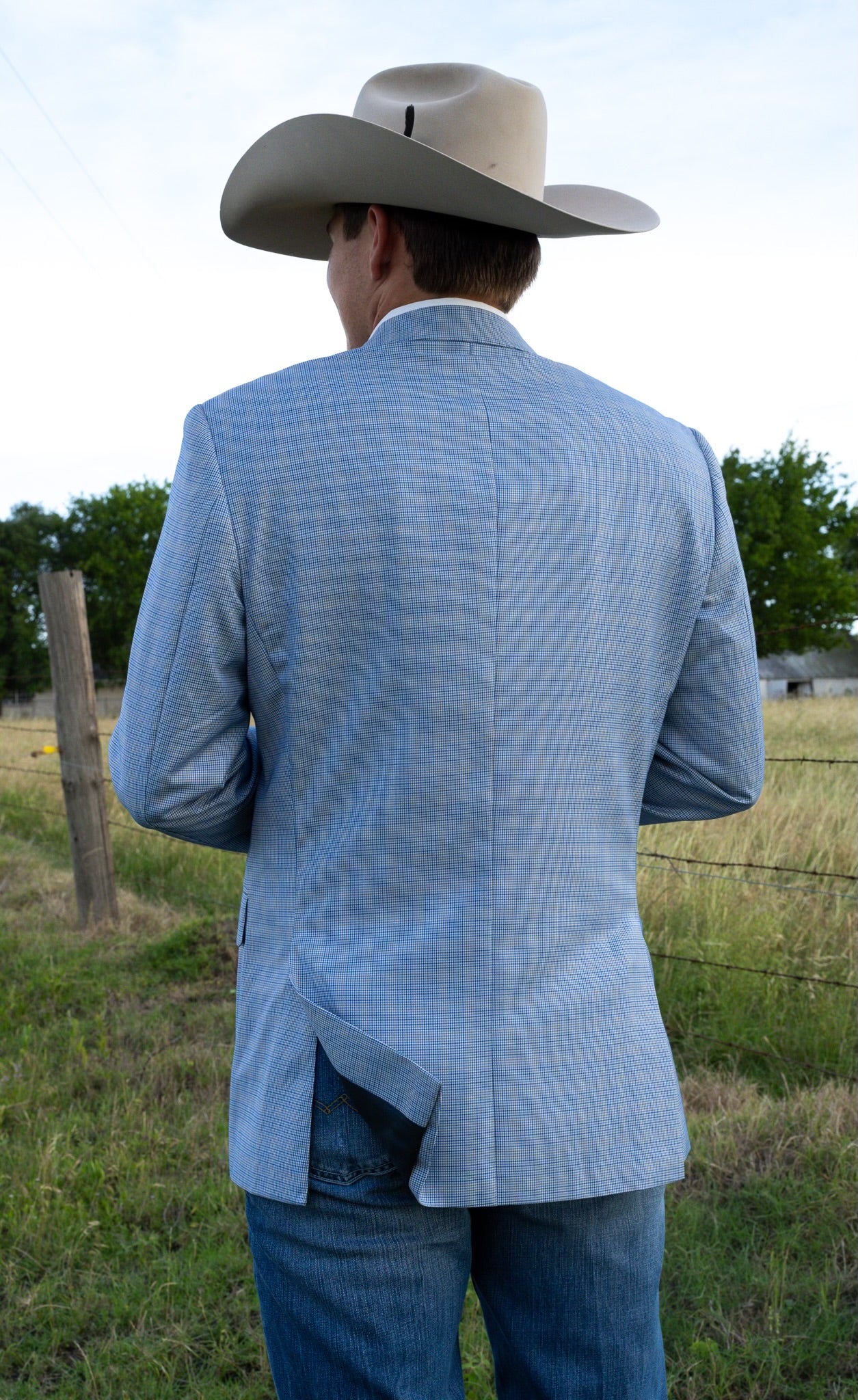 Baby Blue Houndstooth Cowboy Sport Coat