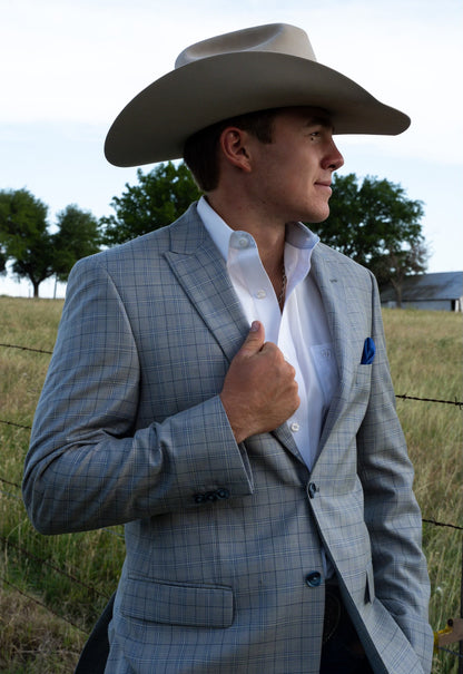 Steel Ranch Blue-Grey Long-Length Cowboy Sport Coat – Modern Western Luxe