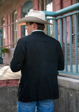 New!! Black Ultra-Suede Western Yoke Cowboy Slim Fit Sport Coat