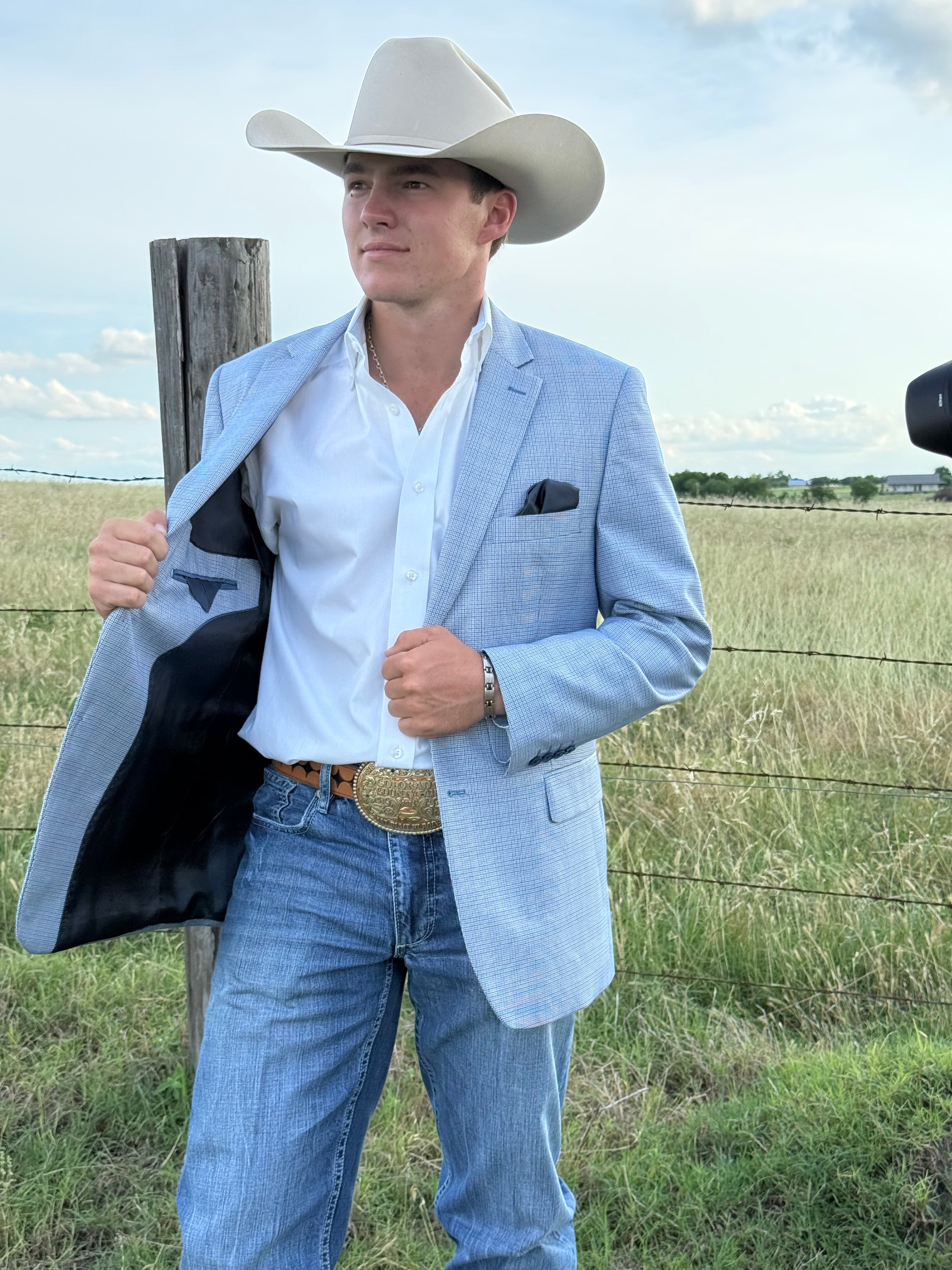 Baby Blue Houndstooth Cowboy Sport Coat