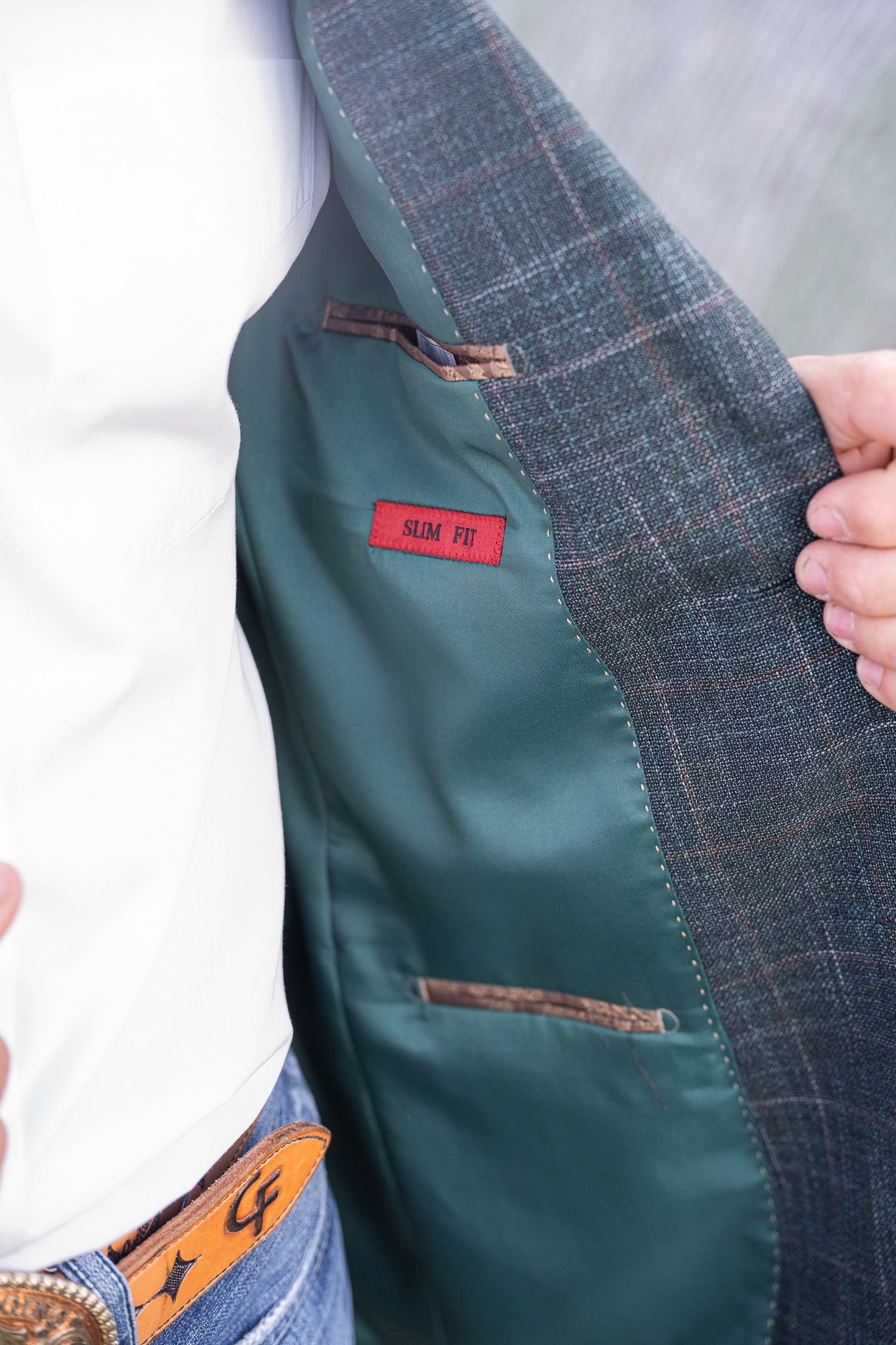 NEW Dark Green with Tan Detail Cowboy Sport Coat – Classic Western Lifestyle Jacket