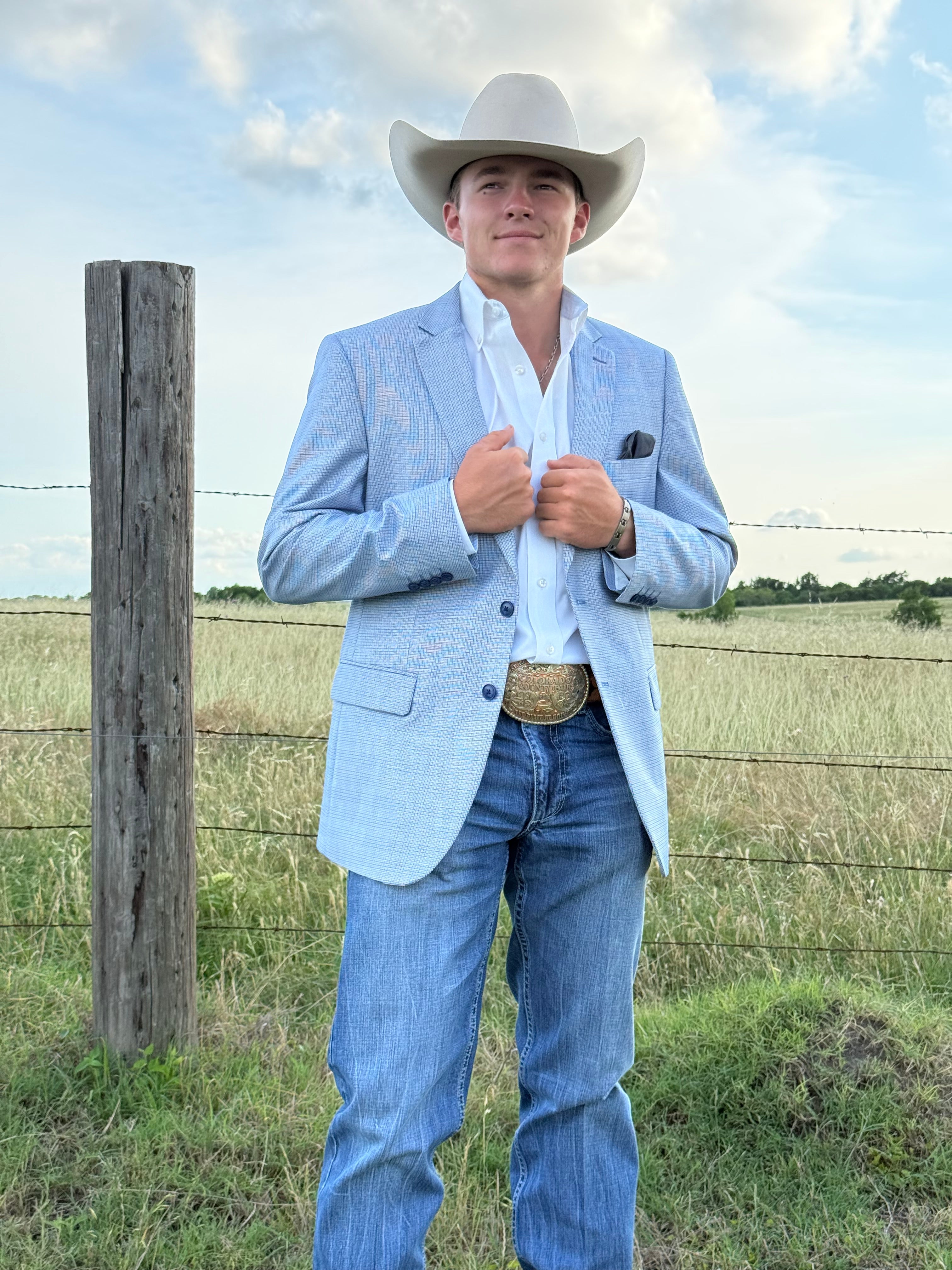 Baby Blue Houndstooth Cowboy Sport Coat