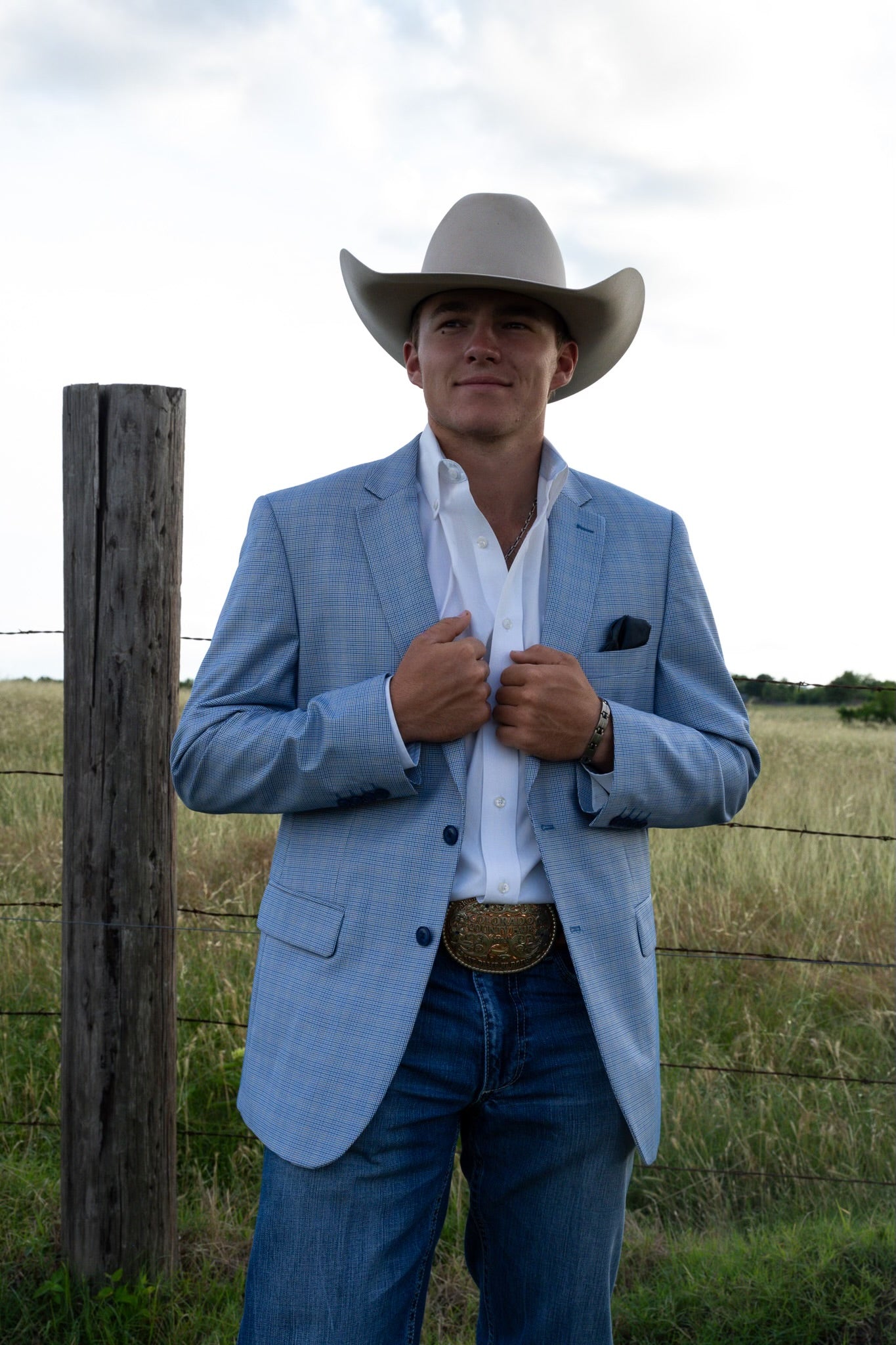 Baby Blue Houndstooth Cowboy Sport Coat
