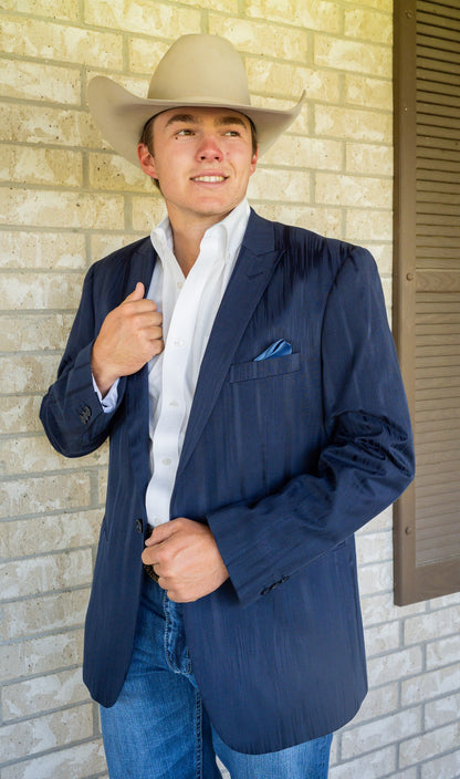 Skyline Blue Watermark Cowboy Sport Coat – Slim Fit Western Luxe Jacket