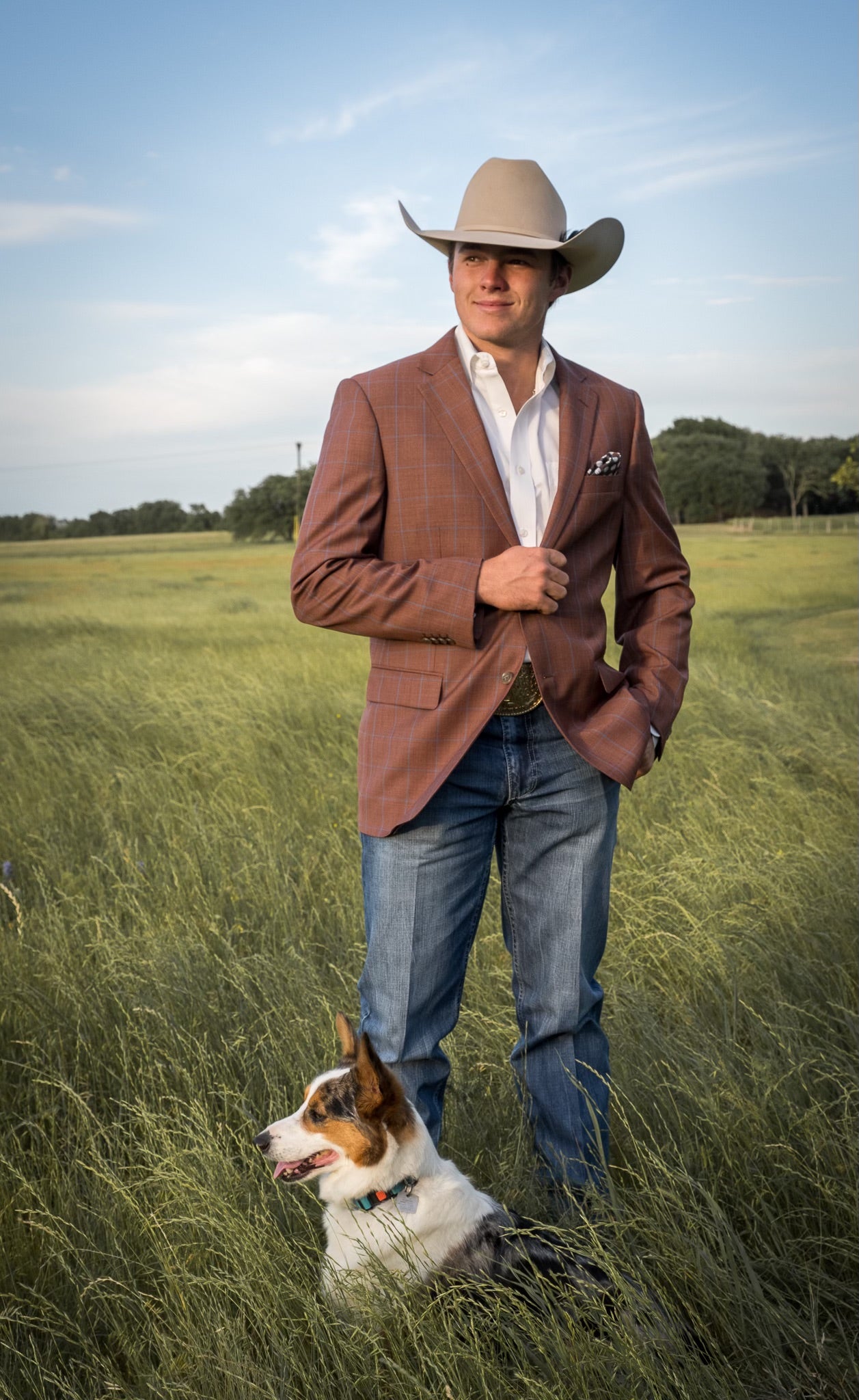 Rust Terracotta Windowpane Cowboy Sport Coat – Classic Fit Western Warmth