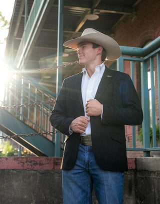 New!! Black Ultra-Suede Western Yoke Cowboy Slim Fit Sport Coat
