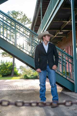 New!! Black Ultra-Suede Western Yoke Cowboy Slim Fit Sport Coat