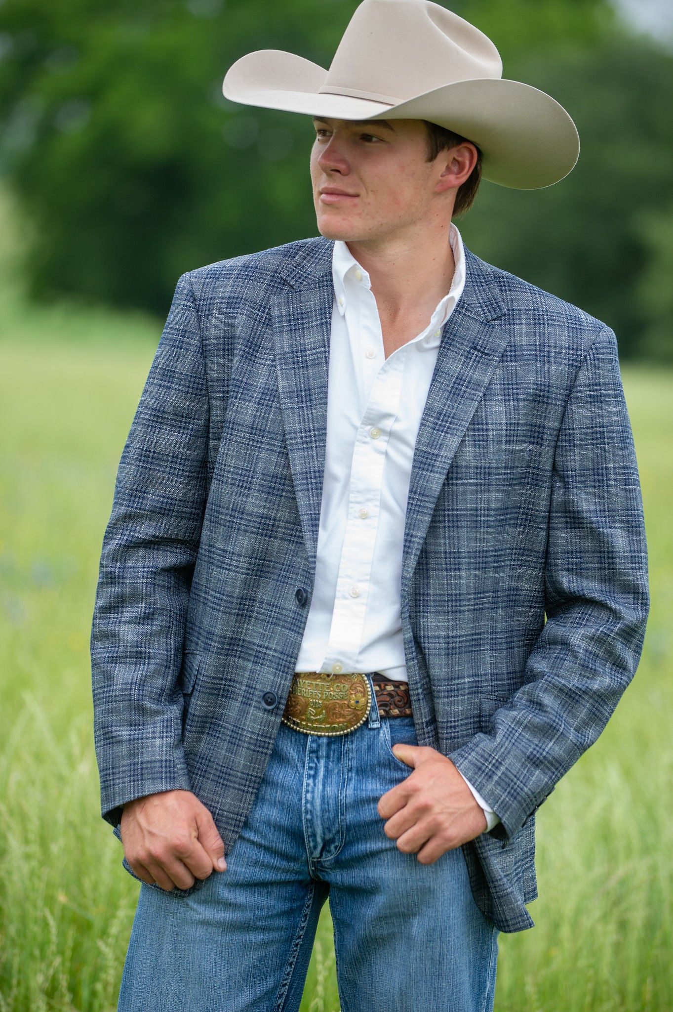 Close-up of detail on Cowboy Dark Grey Cowboy Sport Jacket