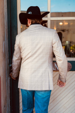 New!! Bone Tan Windowpane Cowboy Sport Coat