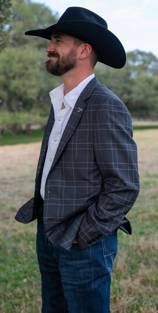 Iron Grey Windowpane Cowboy Sport Coat