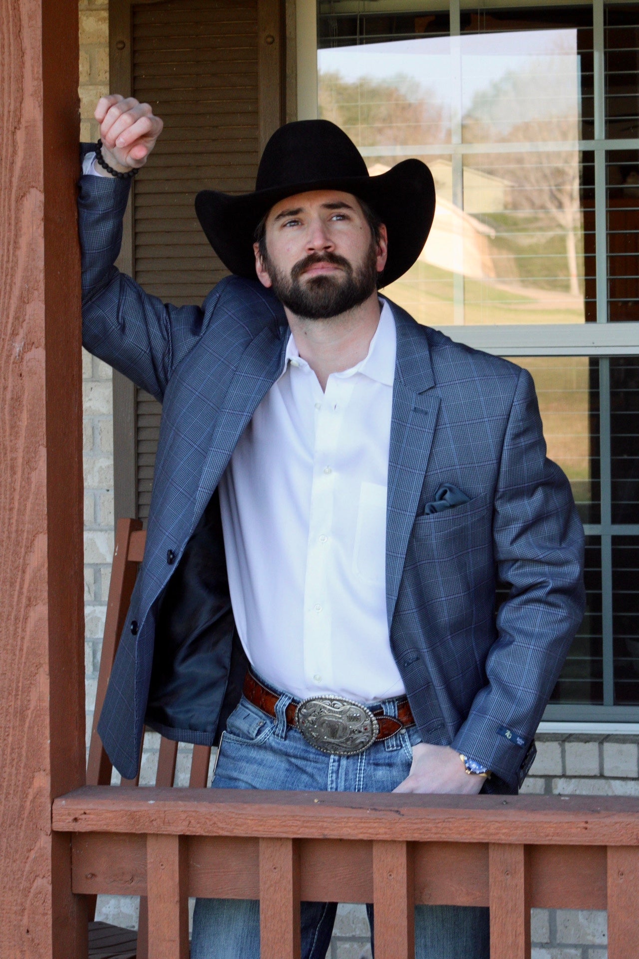 Slate Blue Houndstooth Cowboy Sport Coat