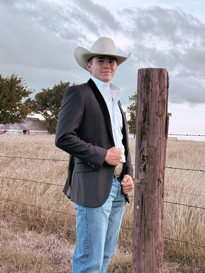 Mocha Chocolate Brown Velvet Lapel Cowboy Sport Coat – Tailored Western Lifestyle Jacket