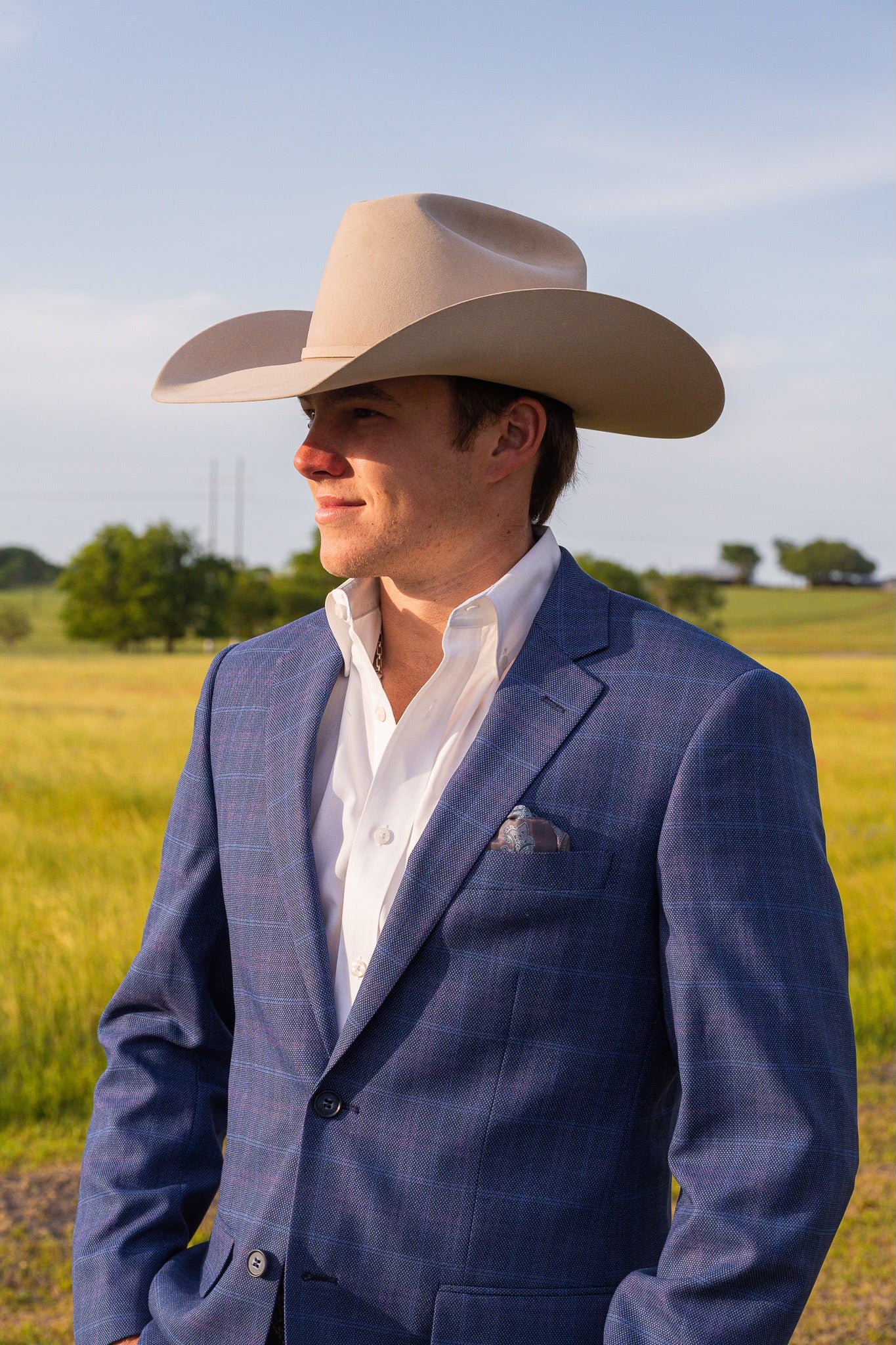 Ranch Blue with Pink Plaid Summer Cowboy Sport Coat – Classic Fit Western Jacket