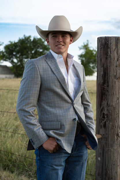 Steel Ranch Blue-Grey Long-Length Cowboy Sport Coat – Modern Western Luxe