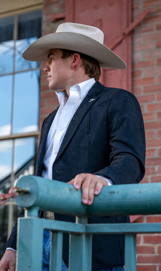 New!! Black Ultra-Suede Western Yoke Cowboy Slim Fit Sport Coat