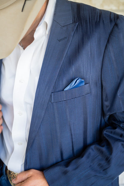 Skyline Blue Watermark Cowboy Sport Coat – Slim Fit Western Luxe Jacket