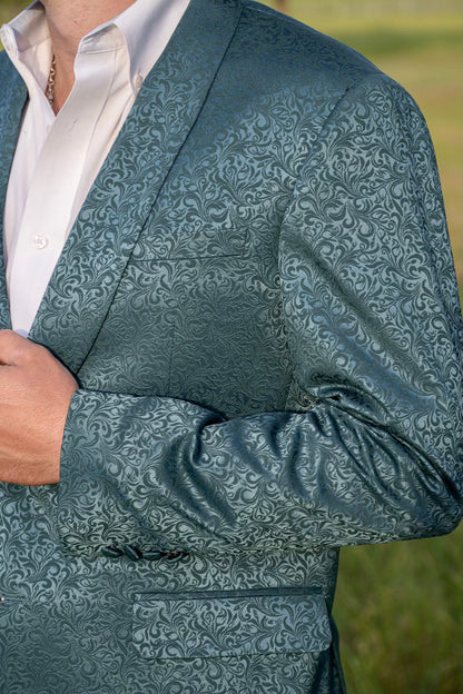 Rodeo Teal Paisley Cowboy Sport Coat – Slim Fit Western Statement Jacket