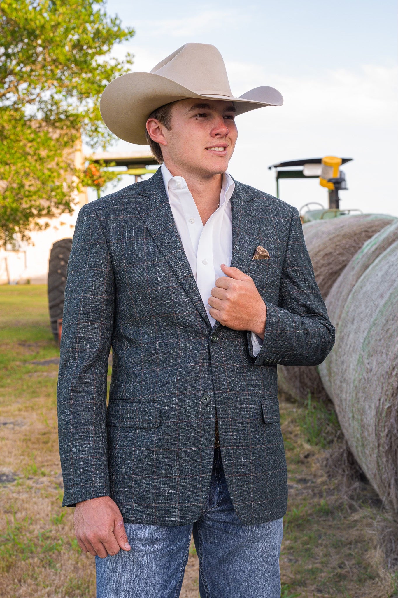 NEW Dark Green with Tan Detail Cowboy Sport Coat – Classic Western Lifestyle Jacket