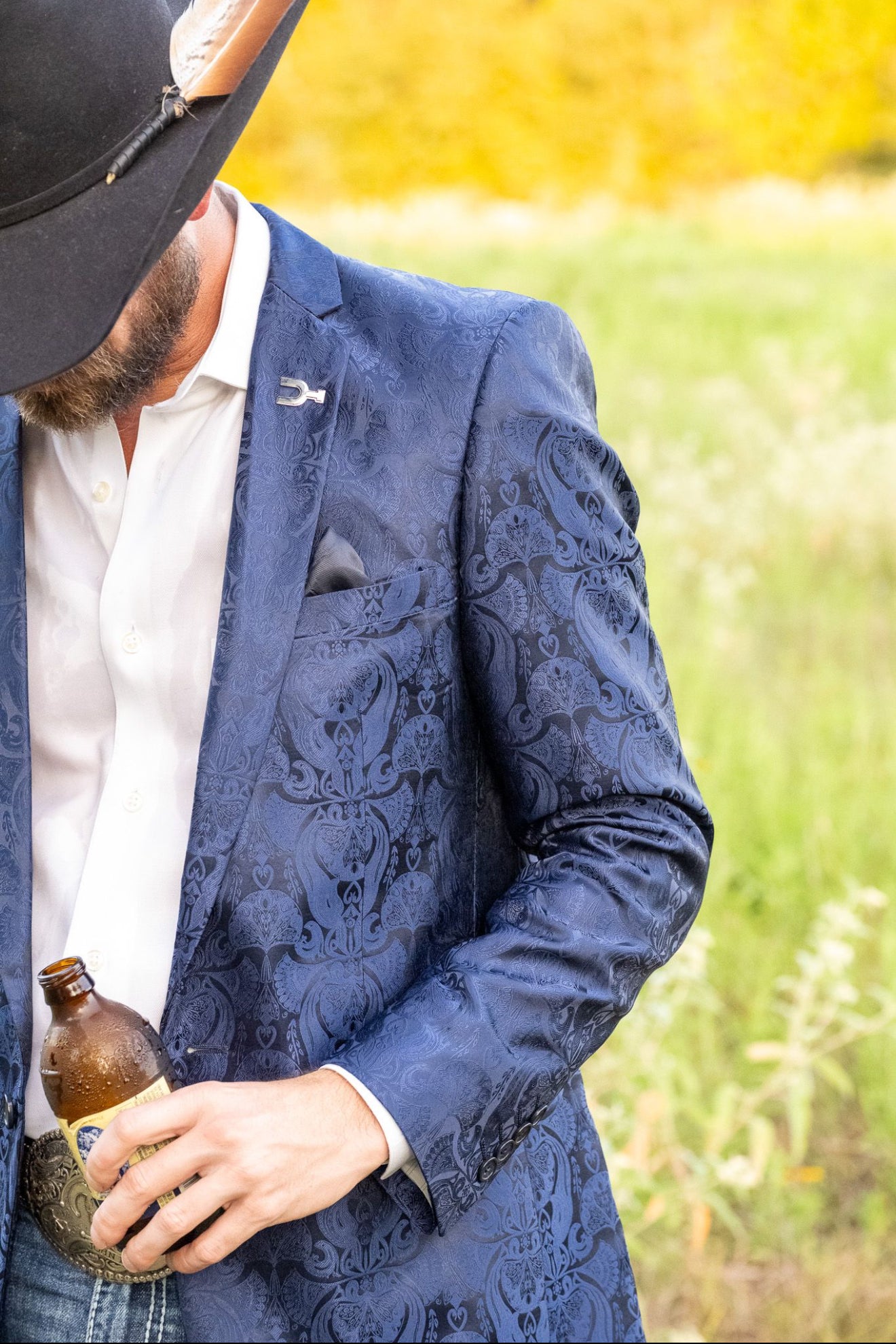 Cobalt Blue Mosaic Cowboy Sport Coat – Athletic Fit Western Jacket