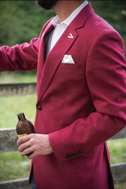 Solid Red Chino Cowboy Sport Coat — Classic Fit western jacket designed in Texas by Espuela Design Co.