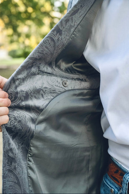 New! Grey Etched Paisley Cowboy Sport Coat