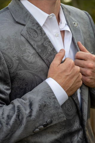 Grey Etched Paisley Cowboy Sport Coat