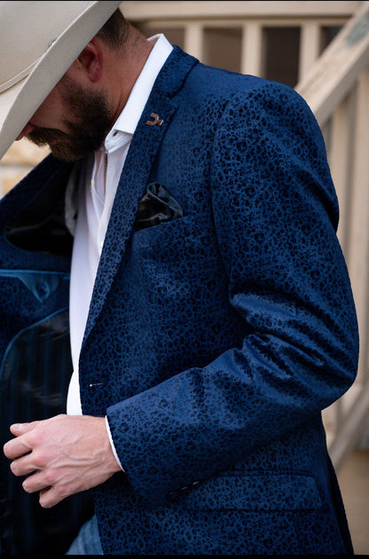 Indigo Blue Velvet Cowboy Sport Coat – Sharp Western Evening Jacket